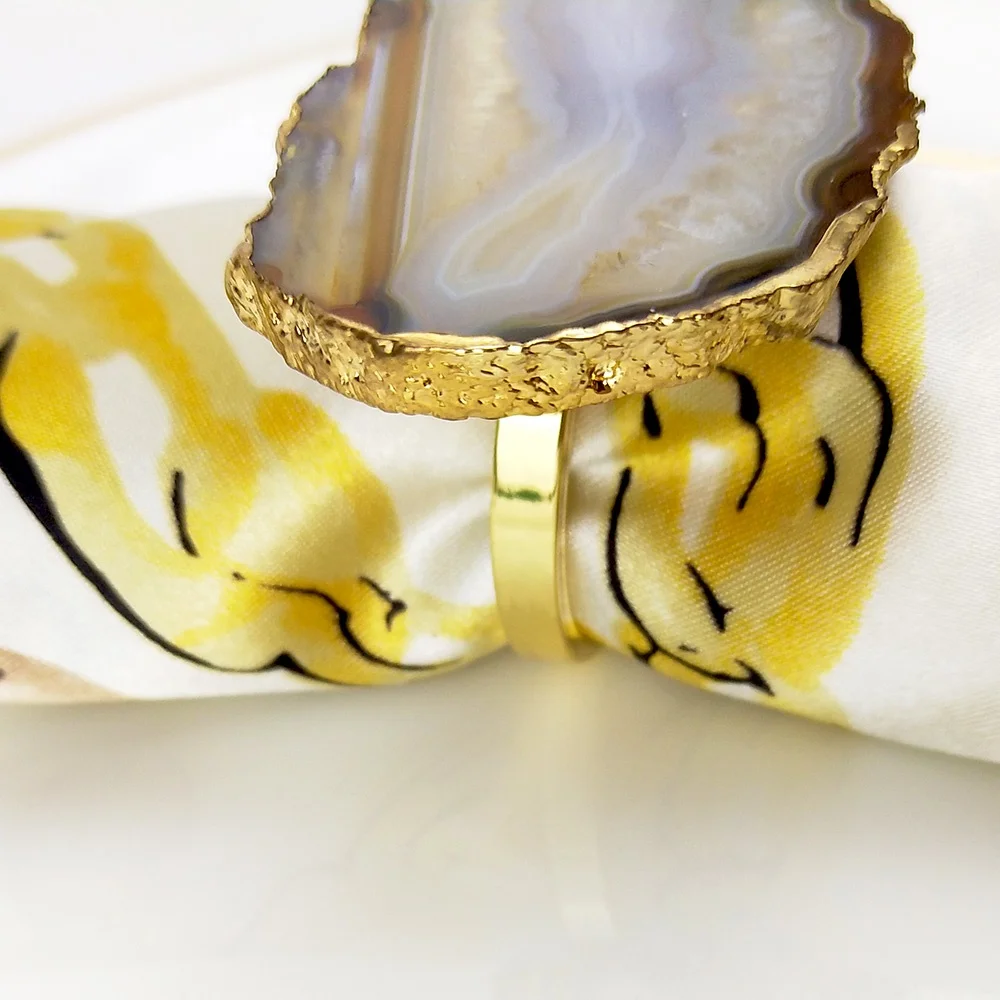 elegant agate napkin rings for table decoration