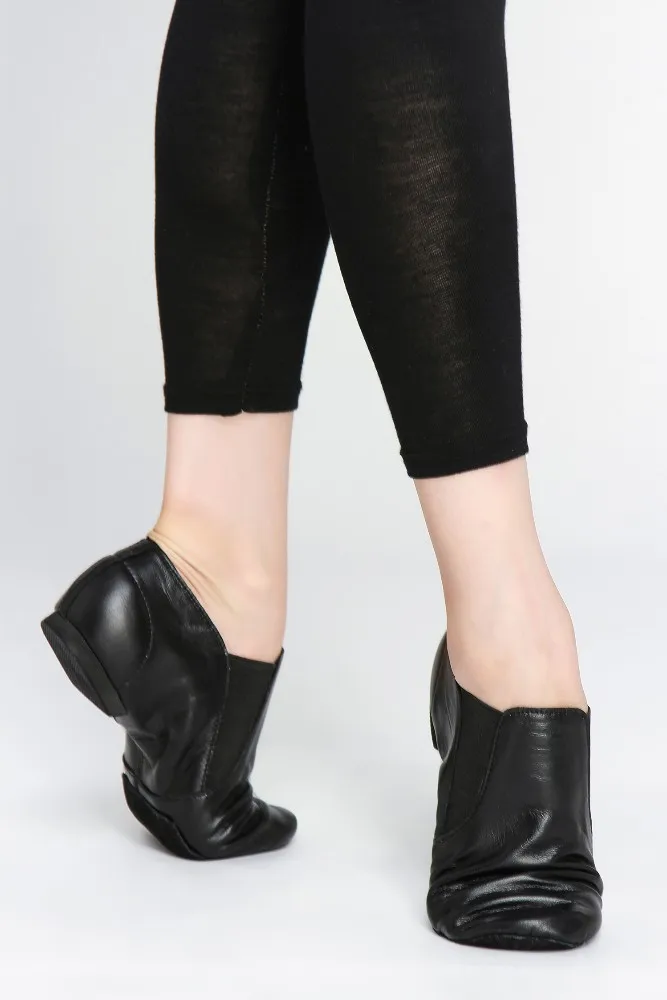 
D004719 Dttrol dance men black twin gore shoe leather slip on jazz shoes 