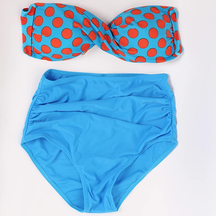 
Retro Fashion Women Polka Dot Push Up Top High Waisted Bottom Bikini Sets 