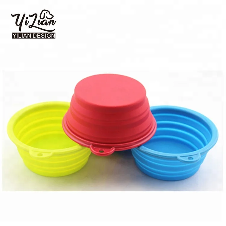 pet silicone travel 350 750 1000 1500ml capacity custom logo collapsible dog bowl