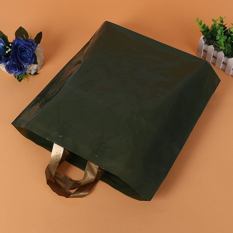 Custom logo printing HDPE plastic gift carry bag with handle