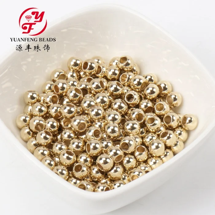 Wholesale Gold Color CCB Round Large Hole Beads