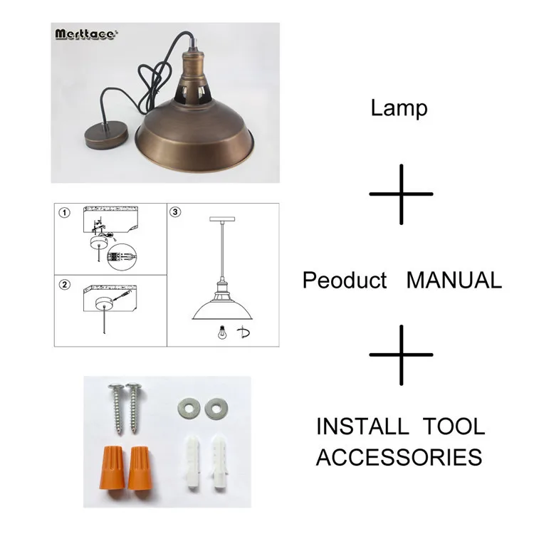 Simple Antique Bronze Vintage Retro Hanging industrial pendant light