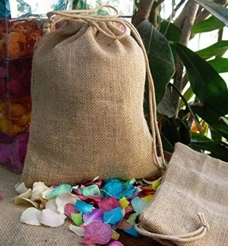 Natural Burlap Bags Jute Hessian Drawstring Sack bag Wedding Favor Gift bag