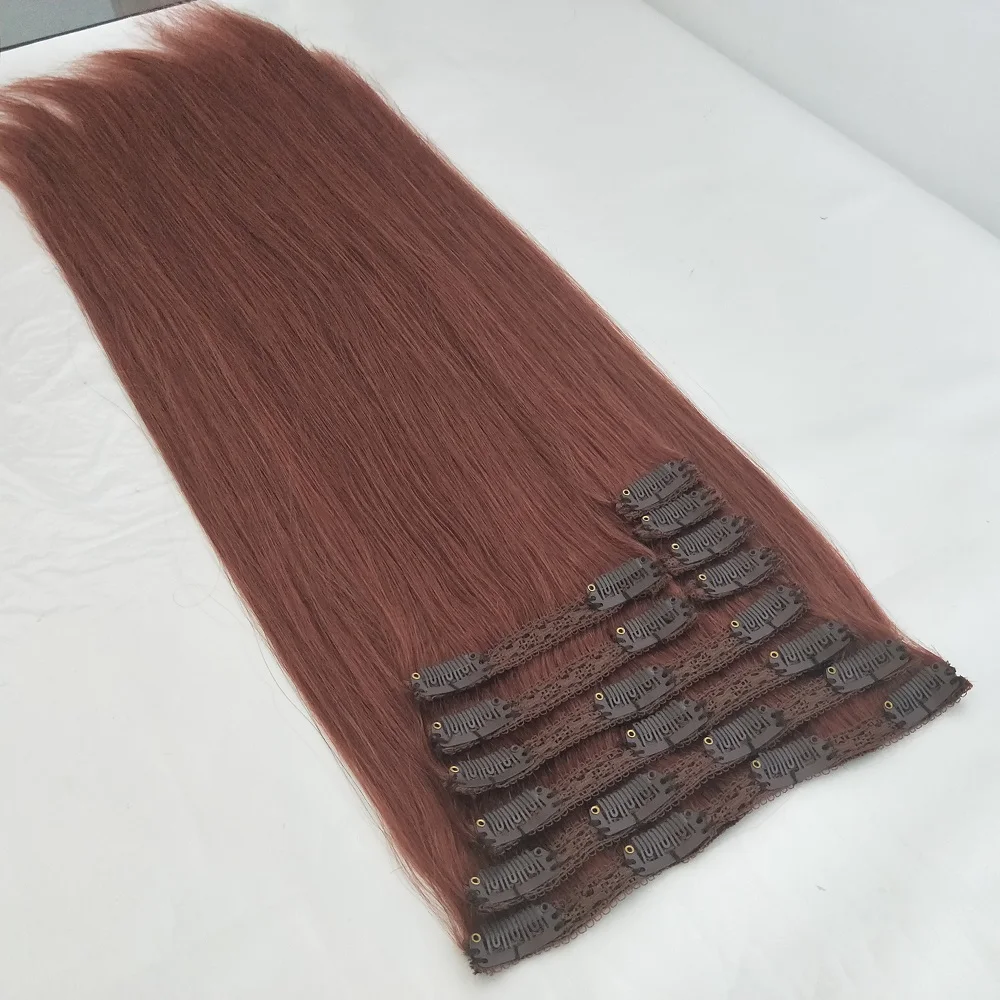 20inch 160g Fullhead Set Brazilian Virgin Remy Cuticle Aligned Natural Human Hair Clip In Human Hair Extensions