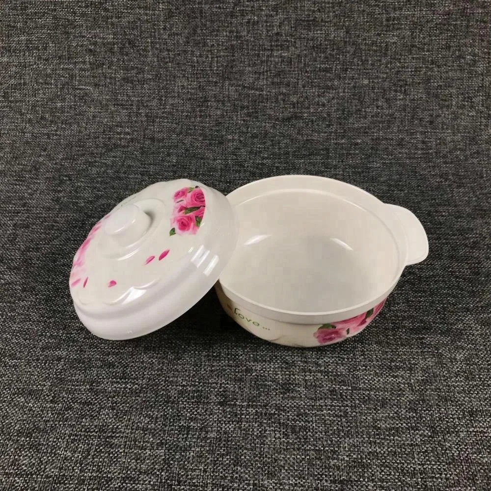Melamine round plastic bowl with lid