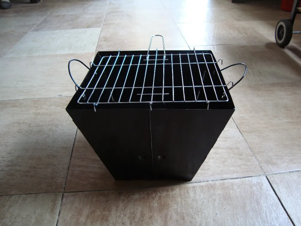 Foldable fold folding Portable square shape charcoal barbecue mini bbq grill outdoor personal camping grilling for campground