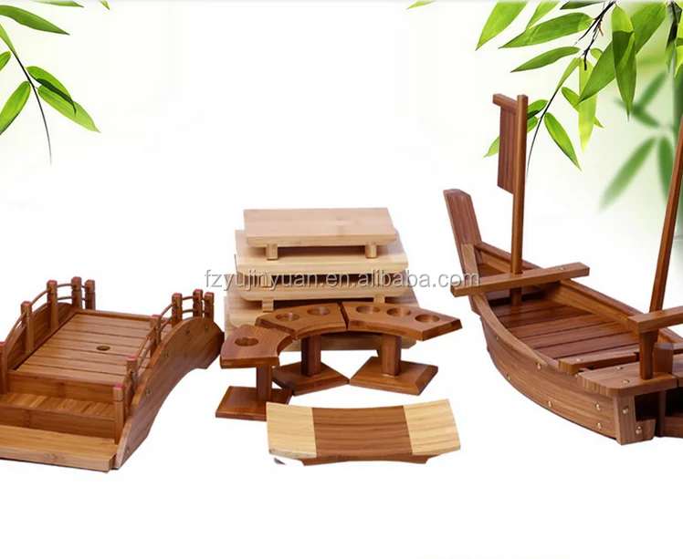 Plate Tray Container Kit Wooden Sushi Boat