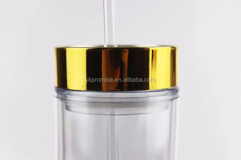 PLASTIC SKINNY TUMBLER TRAVEL CUP GOLD FOIL Tumbler Insulated Travel Mug Glitter Tumbler 16oz Skinny Party Cup with Gold Lid
