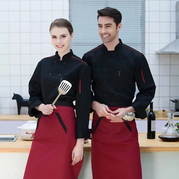 Bulk sale factory supply restaurant kitchen 2021 newly designed fashionable long-sleeved comfortable chef clothing plus size