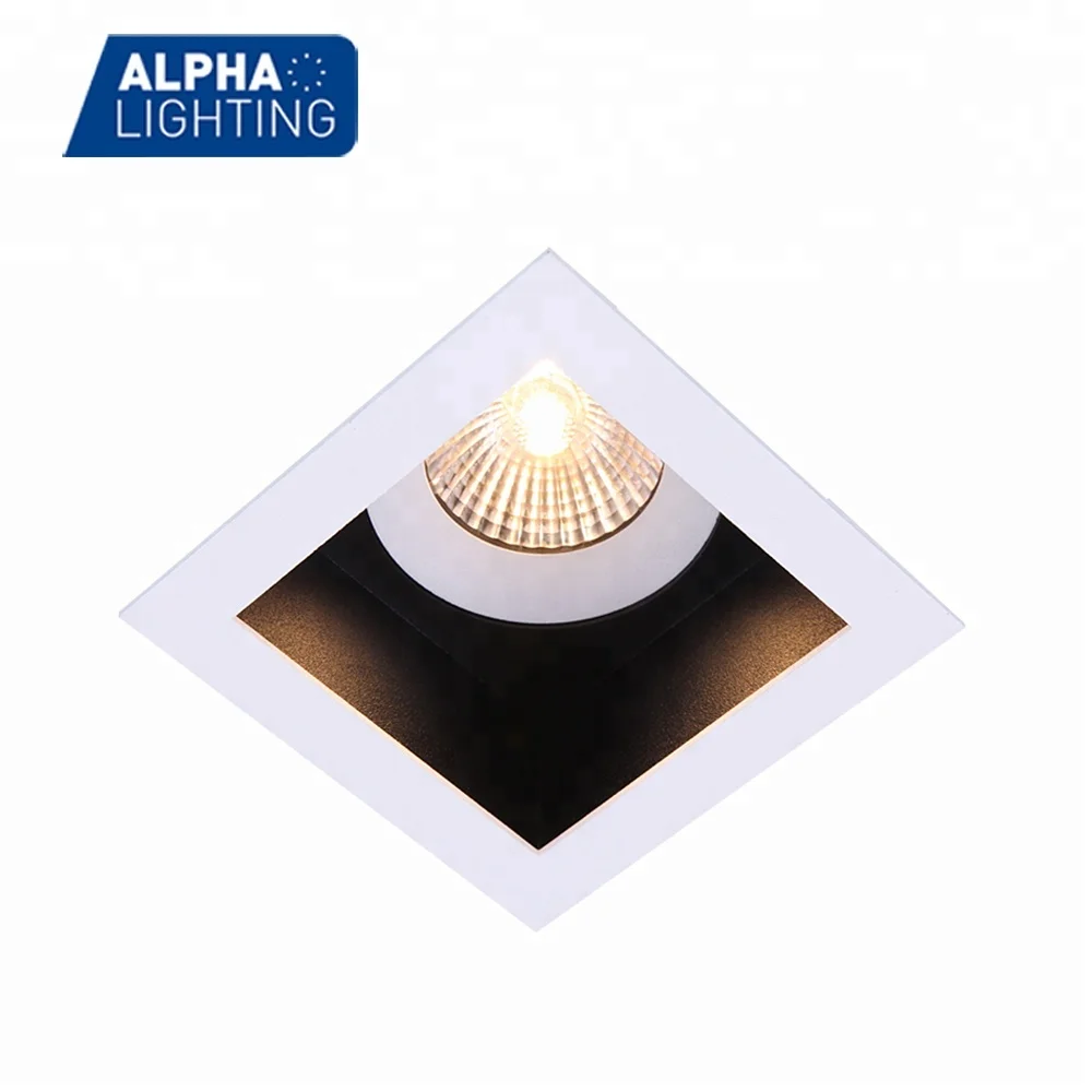 Alpha Ip44 Semi-Trimless Square Bathroom Led Down Light , White Square Dimmable Downlights