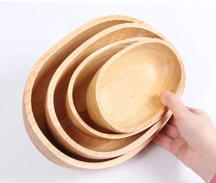 Creative  Handmade 21cm Rubber  Wood  Snacks Dried Fruits  Boat Shape  Dish