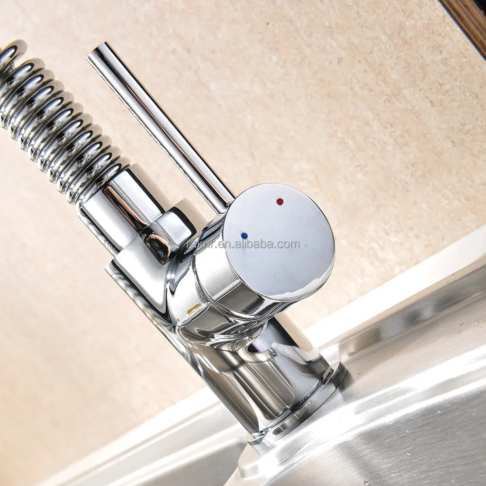 Chrome Plating Spring Kitchen Sink Mixer Faucet Pull out Flexible Taps