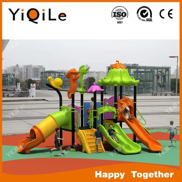 5m long plastic outdoor playground equipment with spiral slide