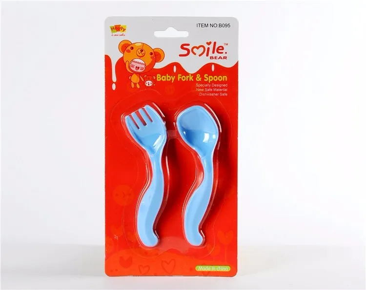 
BPA free food grade cute spork pp baby spoon and fork set 