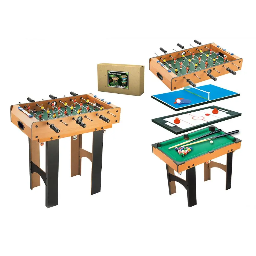 Складной Игровой Стол 4 в 1, детский игровой комнатный стол, 4 разных игры, бассейн, мяч, футбол, настольный теннис, воздушный хоккей