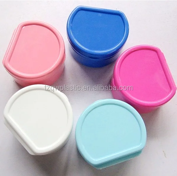 Pink Plastic Denture box case for dental