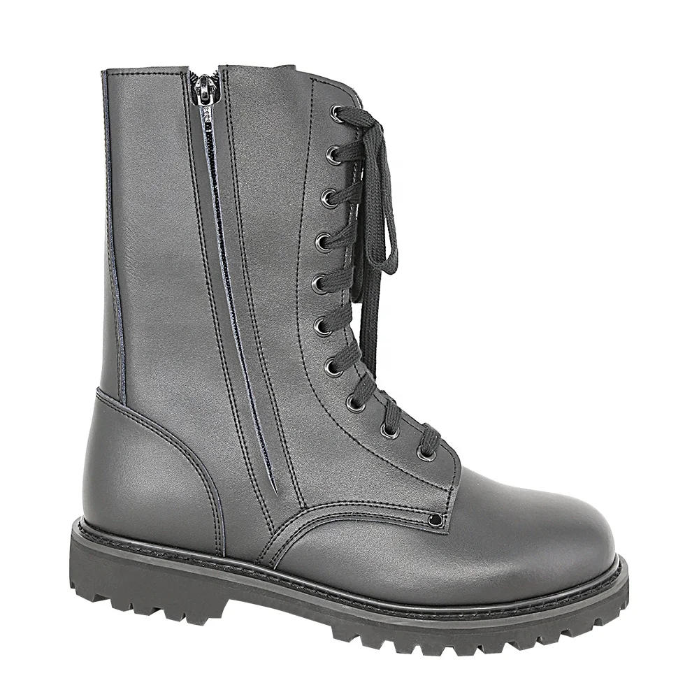 KMS Hot Sale Custom Black Leather Tactical Boots Waterproof Black Tactical Outdoor Training Boots