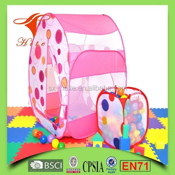 Princess Pink Polka Dot Twist Play Ball Tent House for Kids