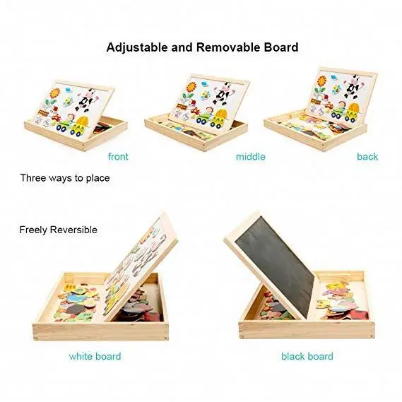 
wholesale kid wooden puzzle drawing board wooden jigsaw animal magnetic puzzle toy 