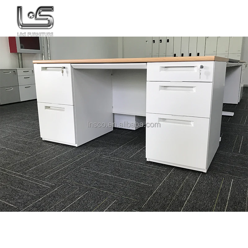 Latest office general table designs bilateral steel pedestal desk