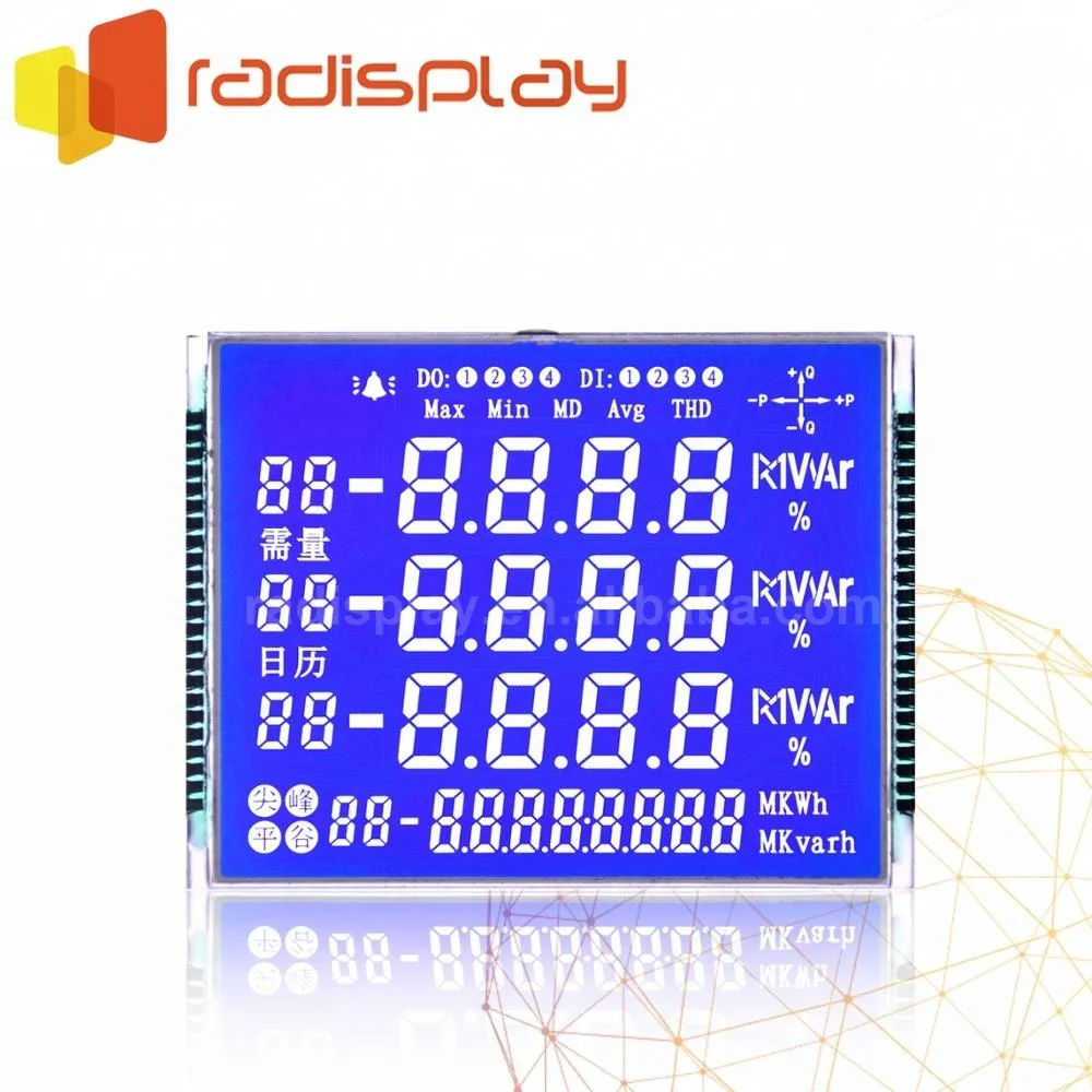 
Monochrome Custom Segment Lcd Display For Energy Meter 