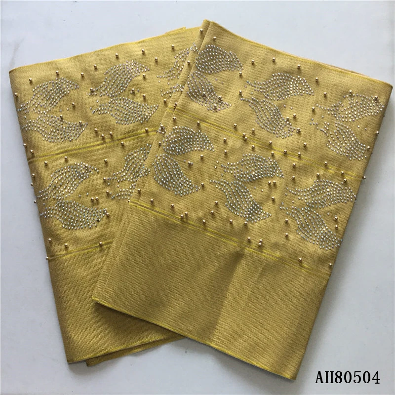 AH80504Best selling fashion nigerian aso oke headtie with beads and stones elegant peach aso oke warp