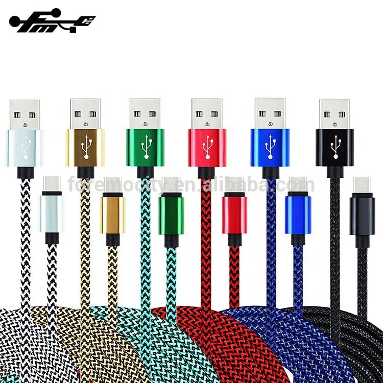 Hot wholesale nylon braided usb phone 2A charger cable