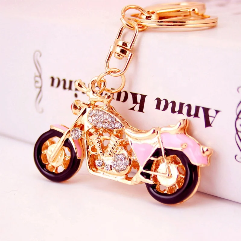 Individuality Chic Motorcycle Keyrings Keychains Enamel Crystal Key Chains Holder Rings For Car Best Gift
