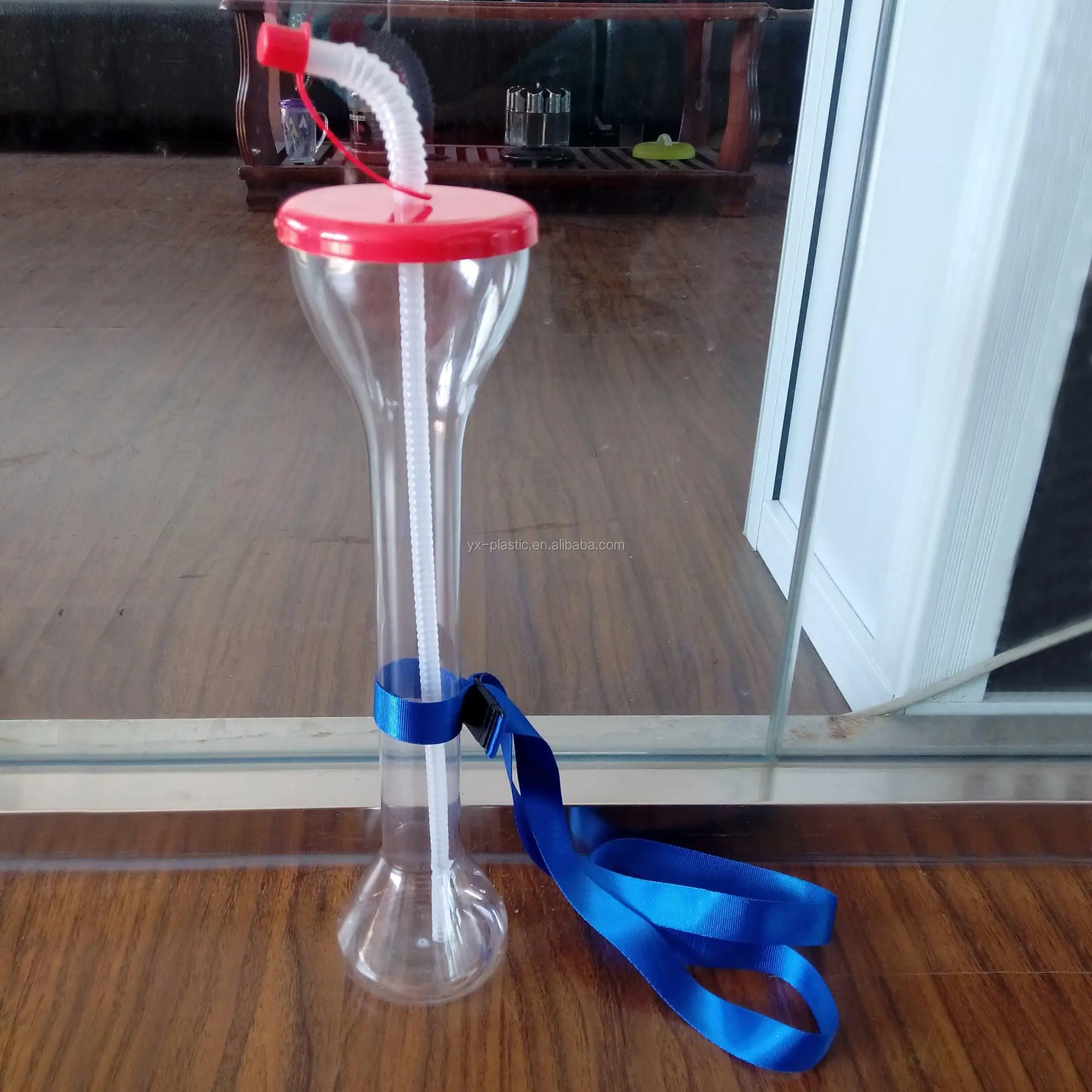 Plastic Yarder in classic design for beer or slushy cup with lanyard