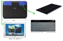 2 IN 1 Wool Felt bag with bluetooth keyboard for Huawei MediaPad 10 FHD / Link other 10.1 Inch Android Tablet Sleeve Pouch Case