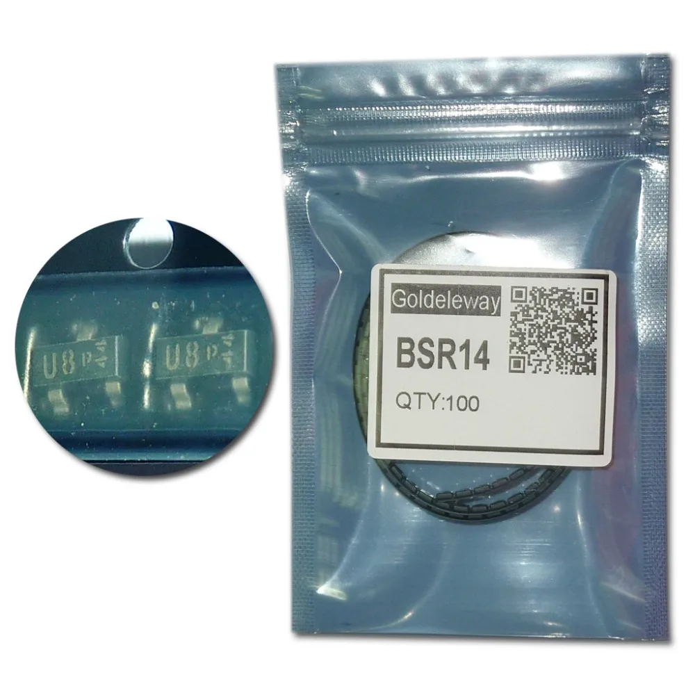 BSR14 NPN Транзисторы 75 В 800mA/0.8A 300 МГц 100 ~ 1 SOT-23 U8 переключатель и линейные применение