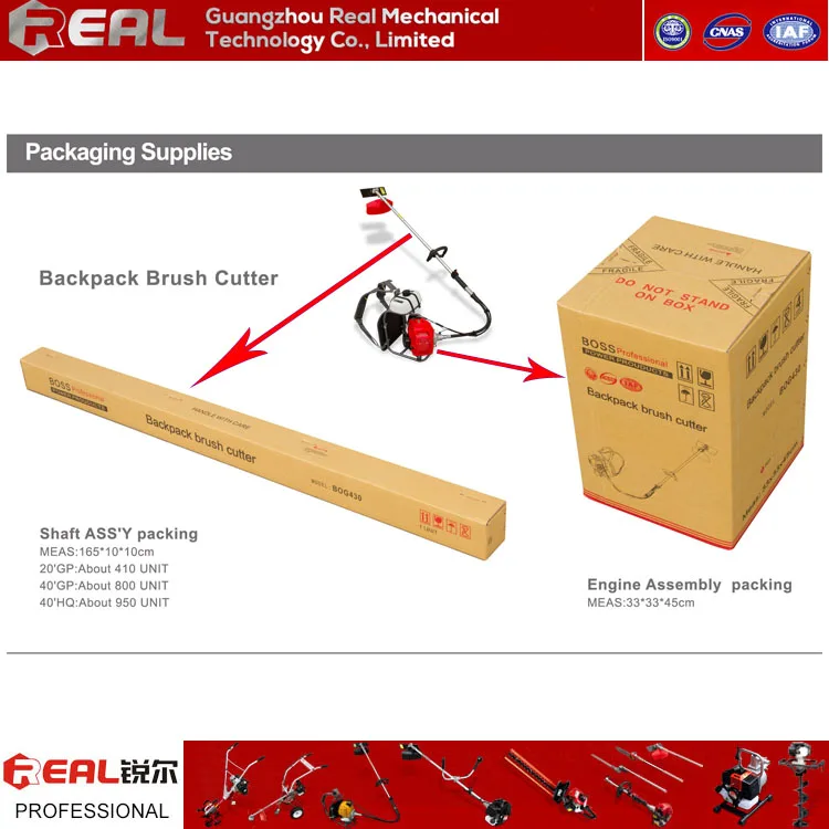 Gasoline Power 42.7cc 2 Stroke Backpack Grass Cutting Machine Trimmer