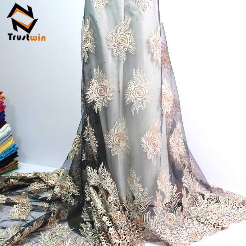 Wholesale bridal embroidered mesh french net tulle 3d lace fabric