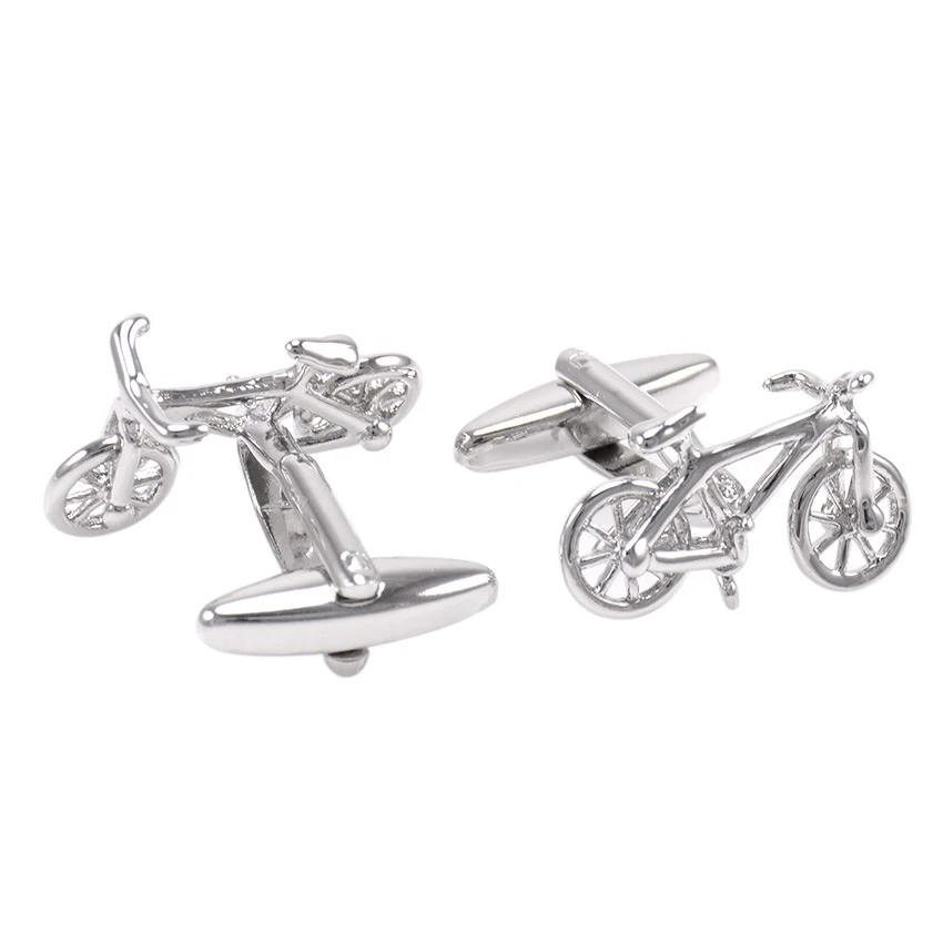 wholesale supplier silver color men design bicycle shape cufflinks