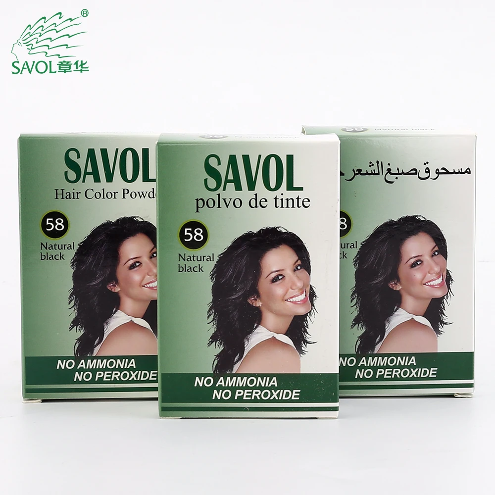 Permanent natural black color hair dye powder without ammonia and peroxide