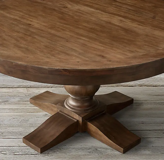 Vintage Reclaimed Solid Wood Furniture Round Dining Table