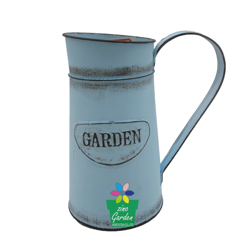 Домашний декор, металлический потрепанный металлический кувшин для цветов в стиле шик, оцинкованный кувшин для воды