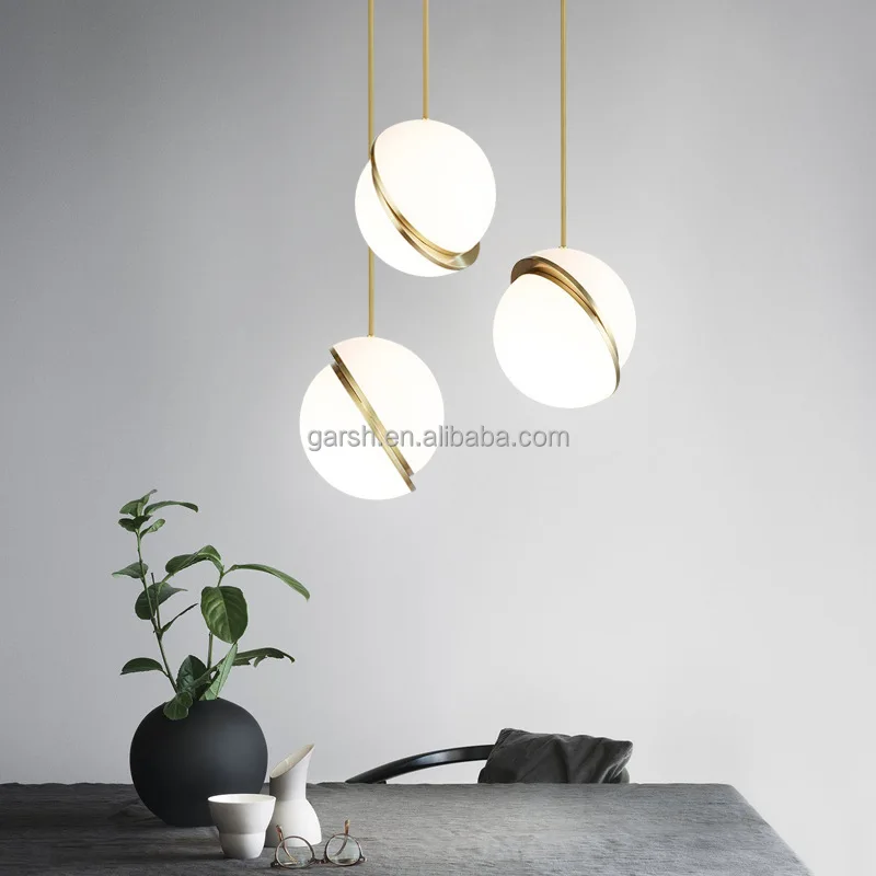 Golden Iron Milk White Modern Acrylic Pendant Light