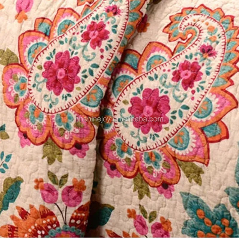 New style yellow flower counterpane Queen quilted polyester printed bedspread