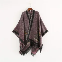 D1111  Women Cashmere Oversized Scarf Pocket Blanket Scarf Wrap Leopard Printed Winter Shawl Scarf