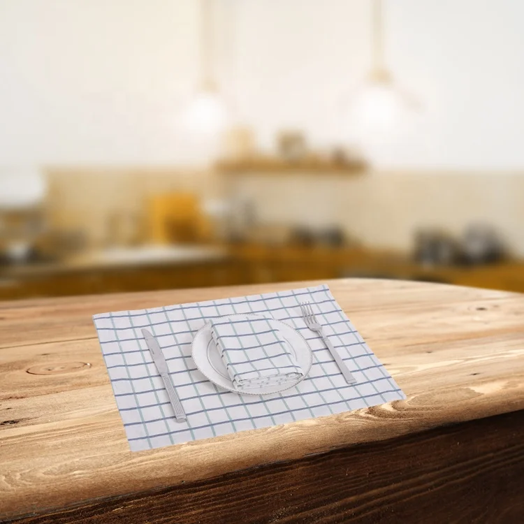 Набор столовых приборов с принтом, кухонный коврик из хлопка и льна, прямоугольная подставка под чашку