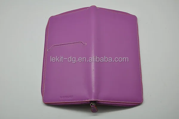 pu leather certificate folders with zipper and card pouches