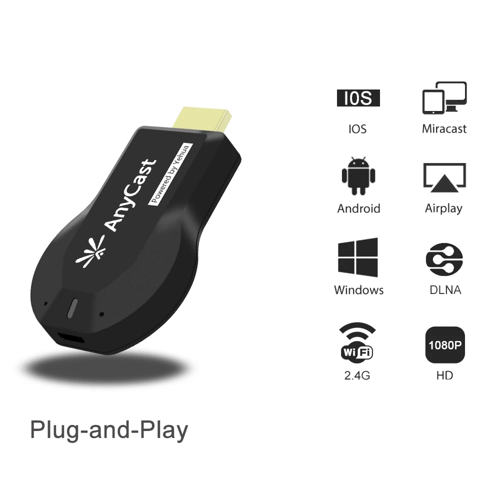 
Anycast m4 plus Screen Mirror Wireless Wifi AnyCast Dongle for Miracast, AirPlay and DLNA 