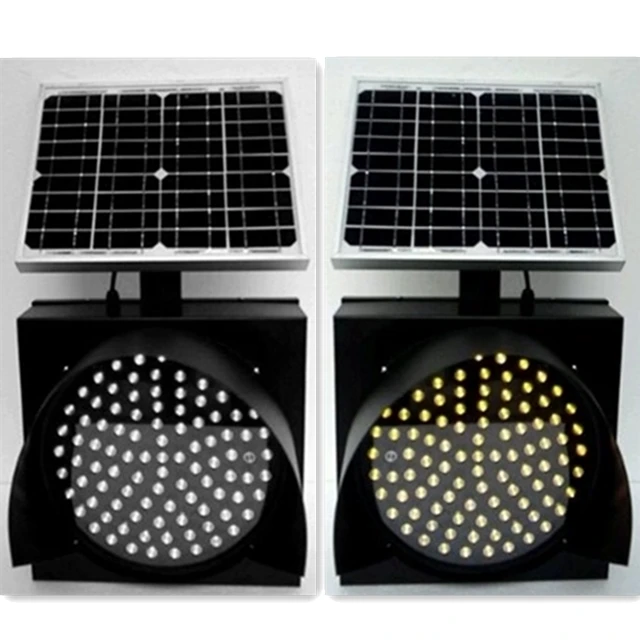 
300mm 1 aspect solar powered panel traffic warning light 