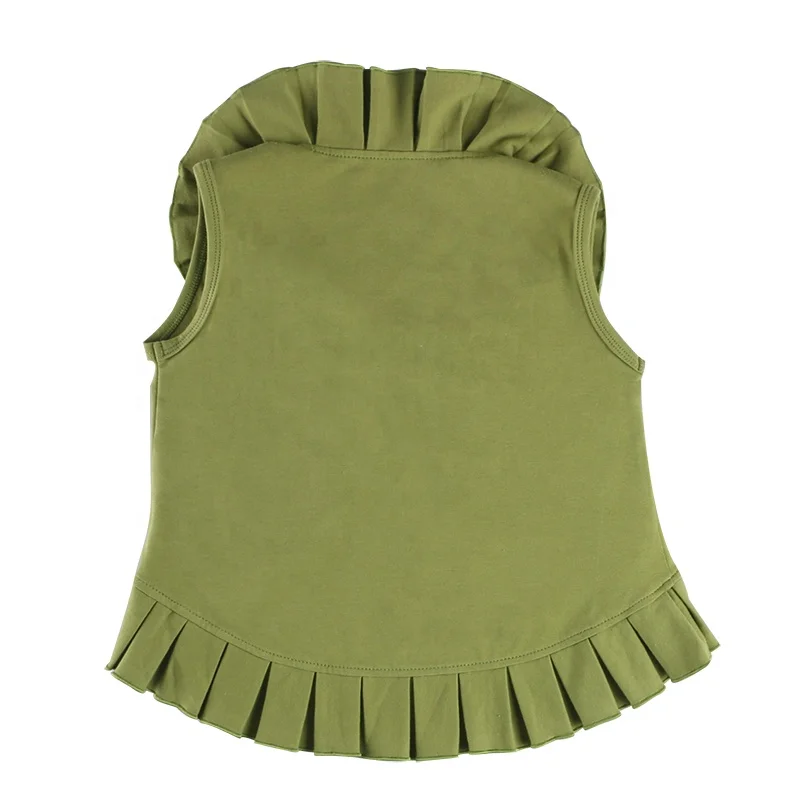 
2018 winter wholesales kids girls baby clothing olive green wooden buttons boutique vest coat 