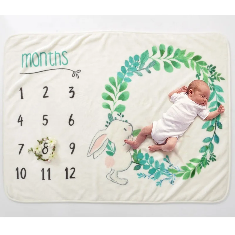 
Baby Milestone Blankets Swaddle Wrap Bathing Towels Flower Printed Cute Soft Blanket DIY Infant Kids Newborn Photography Props 