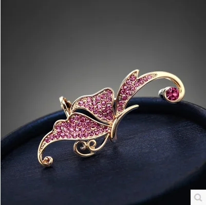 New design korean butterfly  elegant charm earring fashion jewelry full  diamond crystal clip earring  insect shaped earring