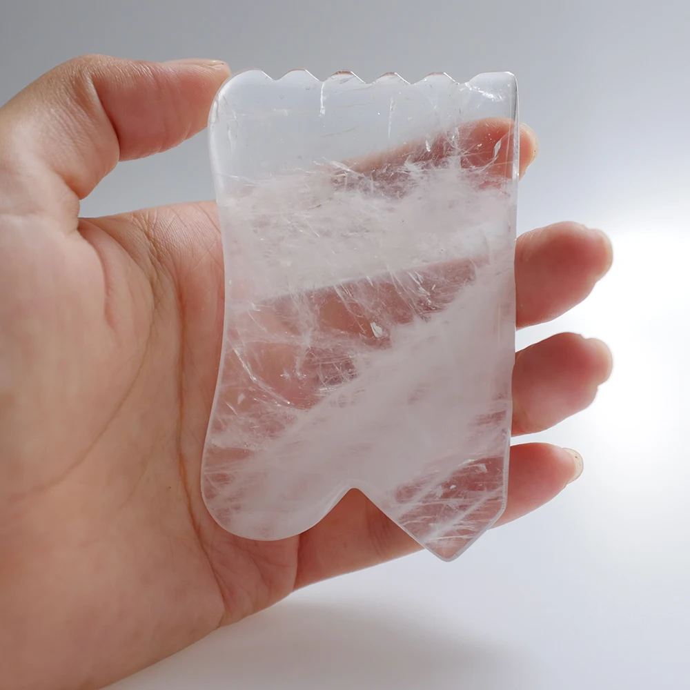 Clear Quartz Jade Roller and White nephrite Gua sha for facial massage