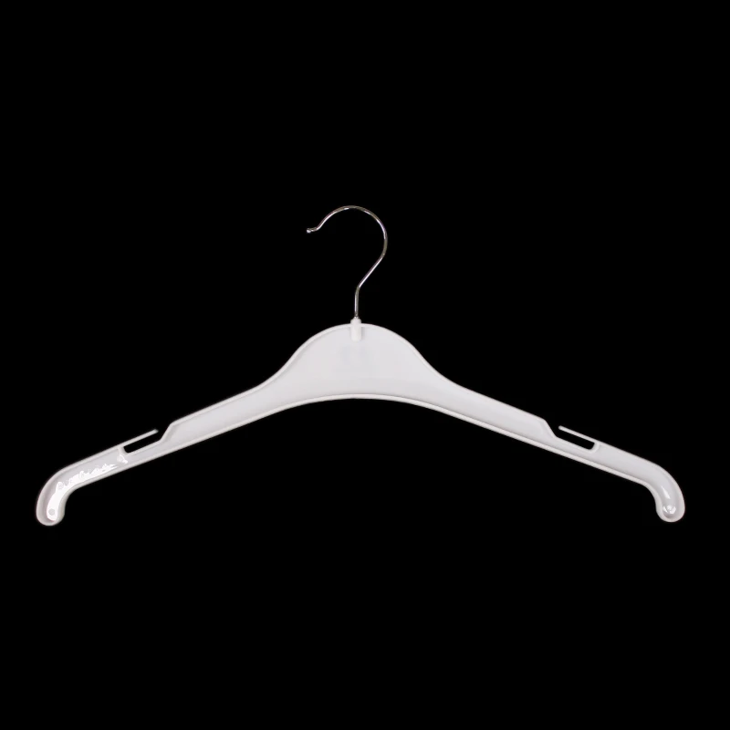 Custom colors white plastic clothes dress coat hangers logo printing